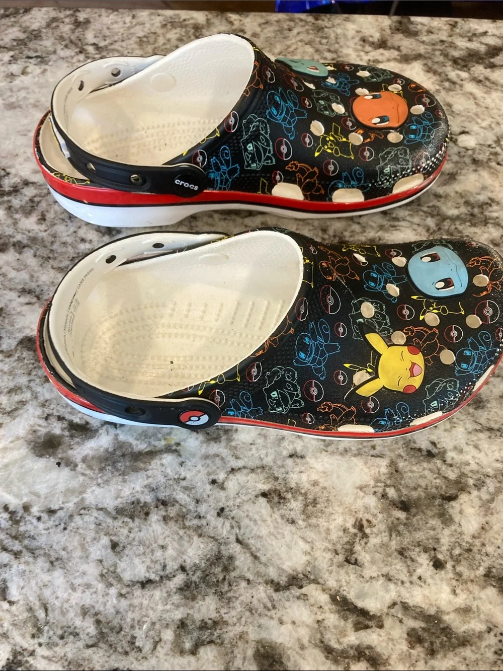 CROCS Black Kids Pokémon Water Clogs with Multicolor Character Icons size youth